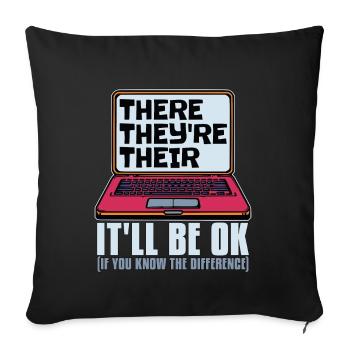 Book Editor There They're Their English Teacher - Sofa pillowcase 17,3'' x 17,3'' (45 x 45 cm) - black - Front