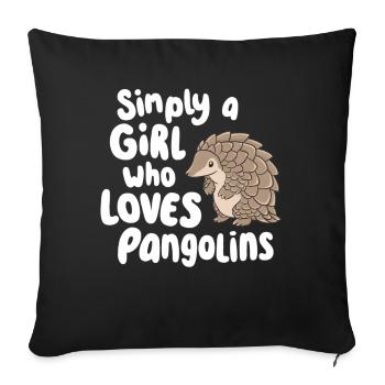 Simplement une fille qui aime les pangolins Drôle d’animaux sauvages - Housse de coussin décorative 45 x 45 cm - noir - Devant