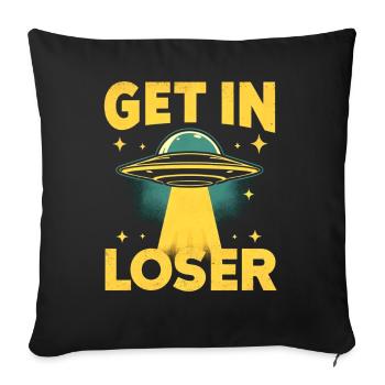 Entrez dans un perdant - Funny Alien Ufo - Housse de coussin décorative 45 x 45 cm - noir - Devant