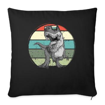Dinosaure avec rétro vintage nerd geek Dino T-Rex - Housse de coussin décorative 45 x 45 cm - noir - Devant