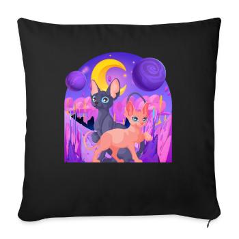 Galactic Katze Vintage Retro Cat Zeitlose Eleganz - Sofakissenbezug 45 x 45 cm - Schwarz - Vorne