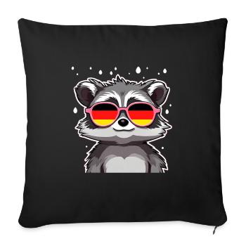 Raccoon with sunglasses Germany Football - Sofa pillowcase 17,3'' x 17,3'' (45 x 45 cm) - black - Front