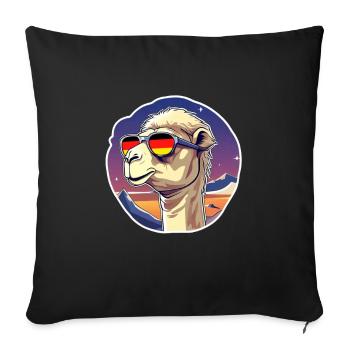 Camel with sunglasses Football Germany - Sofa pillowcase 17,3'' x 17,3'' (45 x 45 cm) - black - Front