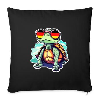 Turtle with sunglasses Germany Football - Sofa pillowcase 17,3'' x 17,3'' (45 x 45 cm) - black - Front