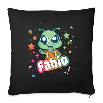 FABIO - Beau nom de garçon avec un extraterrestre mignon - Housse de coussin décorative 45 x 45 cm - noir - Devant