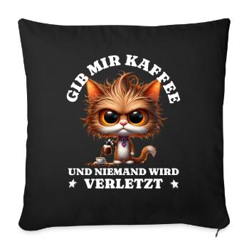 Morning grouch Give me coffee funny cats - Sofa pillowcase 17,3'' x 17,3'' (45 x 45 cm) - black - Front