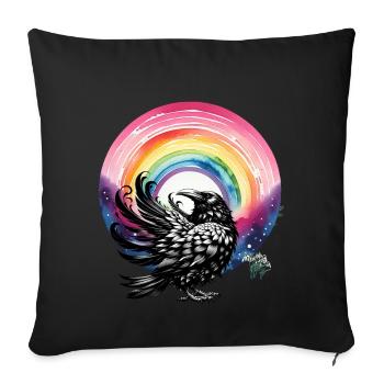 Corbeaux arc-en-ciel Corbeaux Corbeau Printemps corbeau - Housse de coussin décorative 45 x 45 cm - noir - Devant