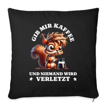 Morning grouch Give me coffee funny squirrel - Sofa pillowcase 17,3'' x 17,3'' (45 x 45 cm) - black - Front