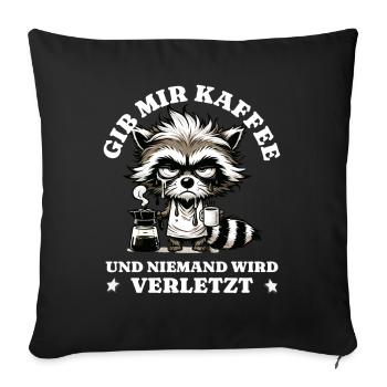 Morning grouch Give me coffee funny raccoon - Sofa pillowcase 17,3'' x 17,3'' (45 x 45 cm) - black - Front