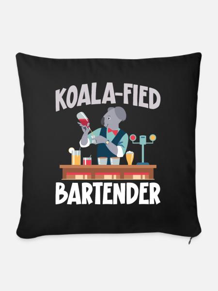 Bartender Mixologist Koala - Sofakissenbezug 45 x 45 cm - Schwarz