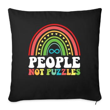 Journée de sensibilisation à l’autisme Cadeau autiste - Housse de coussin décorative 45 x 45 cm - noir - Devant