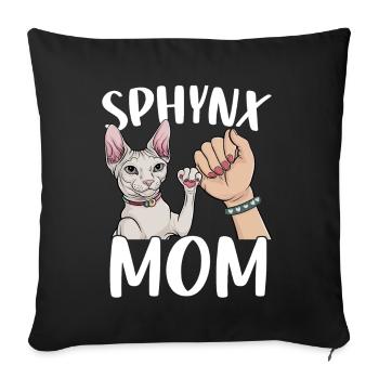 Maman Sphynx Chat Sans Poils, Maman Drôle Chat, Sphynx Pet - Housse de coussin décorative 45 x 45 cm - noir - Devant