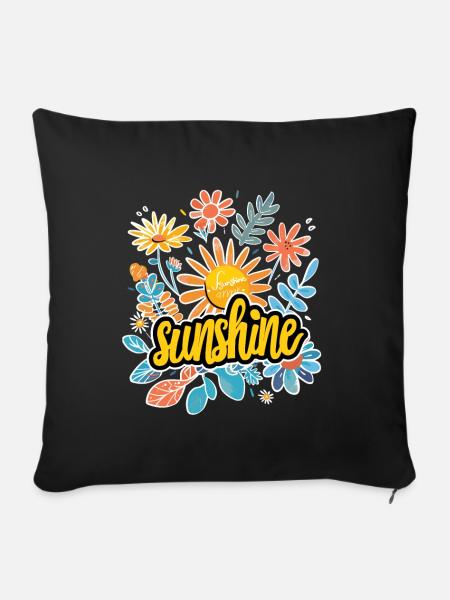 Sunshine Floral für Sommer und Frühling für einen - Sofakissenbezug 45 x 45 cm - Schwarz