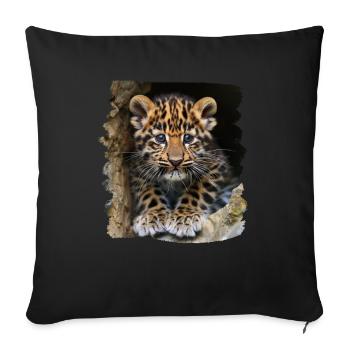 Amur Leopard Amurleoparden Amurleopard - Sofa pillowcase 17,3'' x 17,3'' (45 x 45 cm) - black - Front