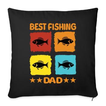 Meilleur papa pêcheur - Housse de coussin décorative 45 x 45 cm - noir - Devant