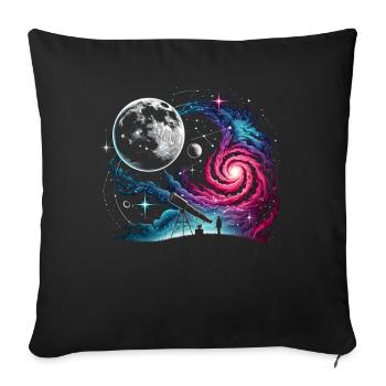 Télescope d’astronomie Espace - Housse de coussin décorative 45 x 45 cm - noir - Devant