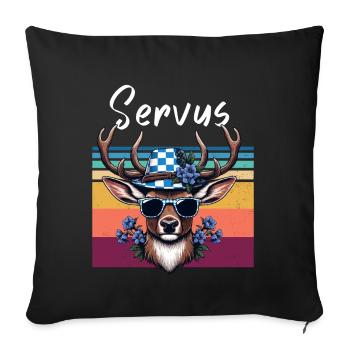 Bayern Servus Hirsch Lunettes de soleil bleu-blanc drôle - Housse de coussin décorative 45 x 45 cm - noir - Devant