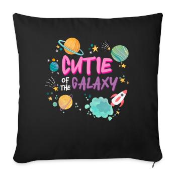 Galaktisch Süß: "Cutie of the Galaxy Mädchen, Girl - Sofakissenbezug 45 x 45 cm - Schwarz - Vorne