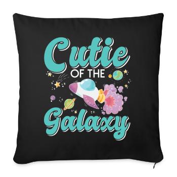 Galactic Cute: "Cutie of the Galaxy Girl, Girl - Sofa pillowcase 17,3'' x 17,3'' (45 x 45 cm) - black - Front