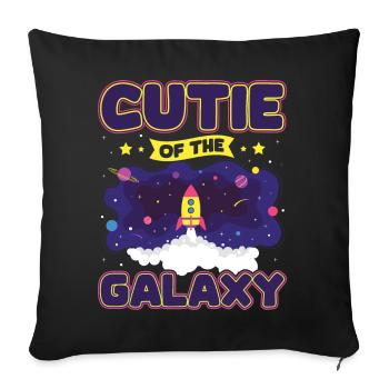 Galaktisch Süß: "Cutie of the Galaxy Mädchen, Girl - Sofakissenbezug 45 x 45 cm - Schwarz - Vorne