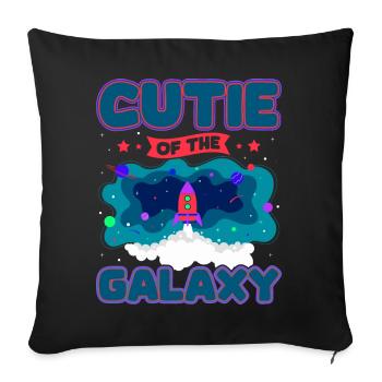 Galaktisch Süß: "Cutie of the Galaxy Mädchen, Girl - Sofakissenbezug 45 x 45 cm - Schwarz - Vorne