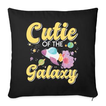Galaktisch Süß: "Cutie of the Galaxy Mädchen, Girl - Sofakissenbezug 45 x 45 cm - Schwarz - Vorne