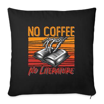 Professeur de littérature Pas de café Rat de bibliothèque Amateur de café - Housse de coussin décorative 45 x 45 cm - noir - Devant