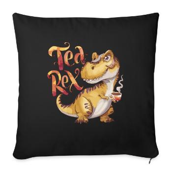 Niedlicher Dinosaurier trinkt Tee T-Rex Humor - Sofakissenbezug 45 x 45 cm - Schwarz - Vorne