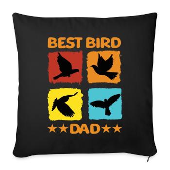 Meilleur papa oiseau - Housse de coussin décorative 45 x 45 cm - noir - Devant