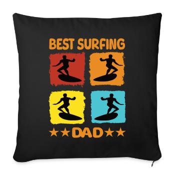 Meilleur papa surfeur - Housse de coussin décorative 45 x 45 cm - noir - Devant