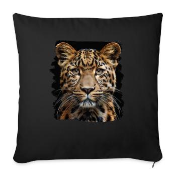 Leoparden Leopard - Sofakissenbezug 45 x 45 cm - Schwarz - Vorne
