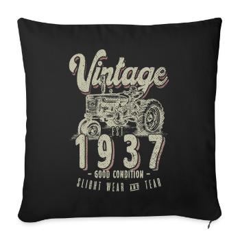 Oldtimer Traktor Farmer Geburtstag Geboren 1937 - Sofakissenbezug 45 x 45 cm - Schwarz - Vorne