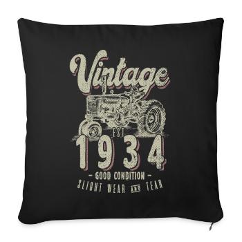 Oldtimer Traktor Farmer Geburtstag geboren 1934 - Sofakissenbezug 45 x 45 cm - Schwarz - Vorne