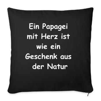 Papagei-Herz-Geschenk - Sofakissenbezug 45 x 45 cm - Schwarz - Vorne