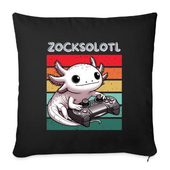 Gamer Axolotl Nerd Retro Computer Videogame Lustig - Sofakissenbezug 45 x 45 cm - Schwarz - Vorne