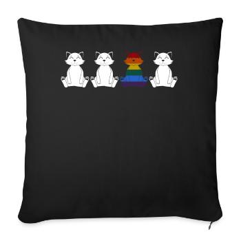 LGBT Gay Cats Lesbian Rainbow Flagge - Sofakissenbezug 45 x 45 cm - Schwarz - Vorne