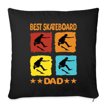 Meilleur papa de skateboard - Housse de coussin décorative 45 x 45 cm - noir - Devant