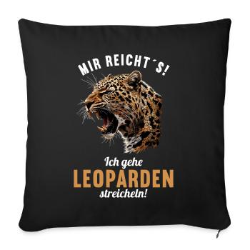 Leoparden Leopard - Sofakissenbezug 45 x 45 cm - Schwarz - Vorne