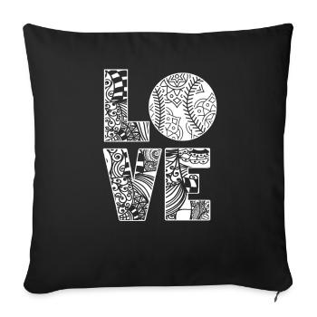 Baseball Softball Mama Love Baseball - Sofakissenbezug 45 x 45 cm - Schwarz - Vorne