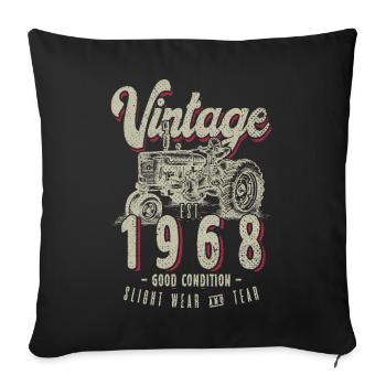 Vintage Tractor Farmer Birthday Born In 1968 - Sofa pillowcase 17,3'' x 17,3'' (45 x 45 cm) - black - Front