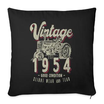 Vintage Tractor Farmer Birthday Born In 1954 - Sofa pillowcase 17,3'' x 17,3'' (45 x 45 cm) - black - Front