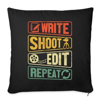 Write Shoot Edit Repeat Retro Filmmaker - Sofa pillowcase 17,3'' x 17,3'' (45 x 45 cm) - black - Front