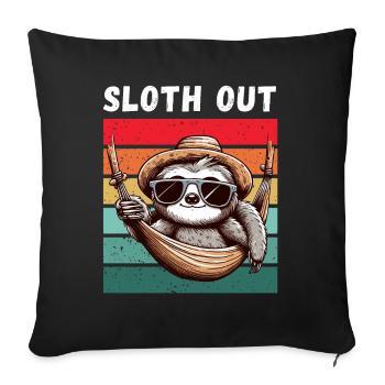 Sloth Hammock Holiday Weekend Chilling Fun - Sofa pillowcase 17,3'' x 17,3'' (45 x 45 cm) - black - Front