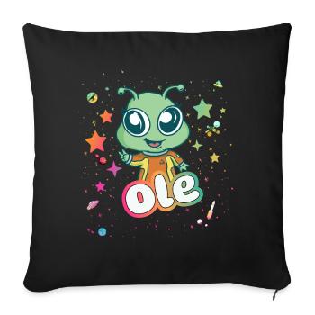 OLE - Beau nom de garçon avec un extraterrestre mignon - Housse de coussin décorative 45 x 45 cm - noir - Devant