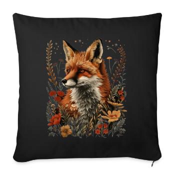 Nature Floral Fox - Sofa pillowcase 17,3'' x 17,3'' (45 x 45 cm) - black - Front