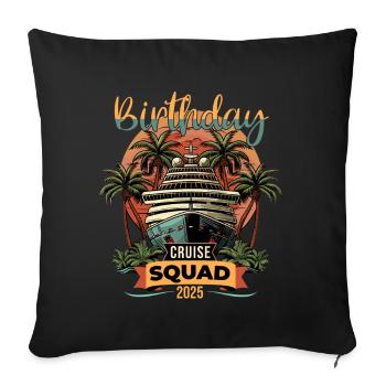 Escouade de croisière d’anniversaire 2025 - Housse de coussin décorative 45 x 45 cm - noir - Devant