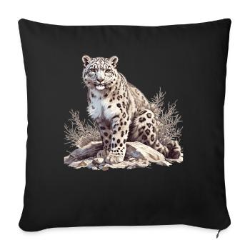 Léopard des neiges Schneeleoparden Schneeleopard - Housse de coussin décorative 45 x 45 cm - noir - Devant