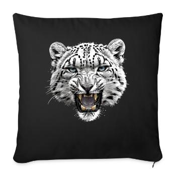 Snow Leopard Schneeleoparden Schneeleopard - Sofakissenbezug 45 x 45 cm - Schwarz - Vorne
