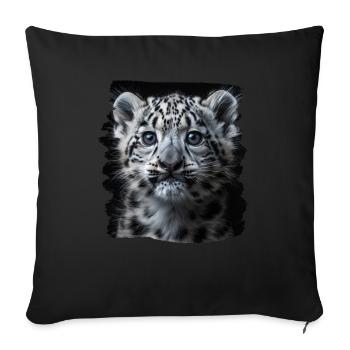 Snow Leopard Schneeleoparden Schneeleopard - Sofakissenbezug 45 x 45 cm - Schwarz - Vorne