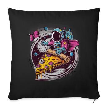 Astronaut in Pizza für einen Kosmonaut - Sofakissenbezug 45 x 45 cm - Schwarz - Vorne